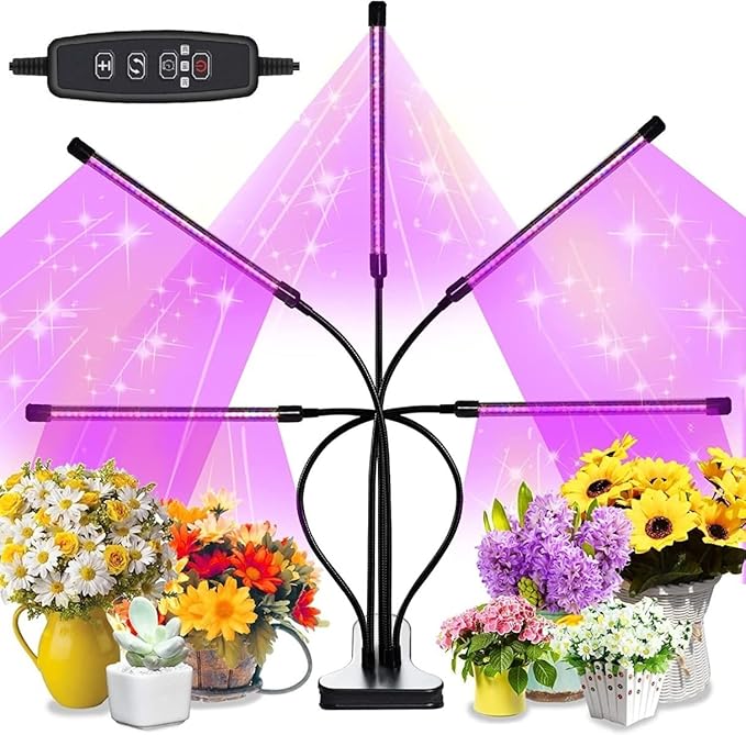 Grow Lights for Indoor Plants Five Head LED Grow Light with Full Spectrum Red White Spectrum for Indoor Plant Growing Lamp Adjustable Gooseneck Suitable for Plant (Five-Head Plant Light)