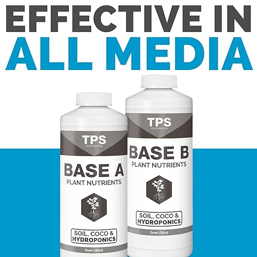 TPS NUTRIENTS Base A+B Two Part Set Complete Plant Growing Nutrient Formula for All Plants for Both Soil and Hydro Quart Set (2 x 32 oz)