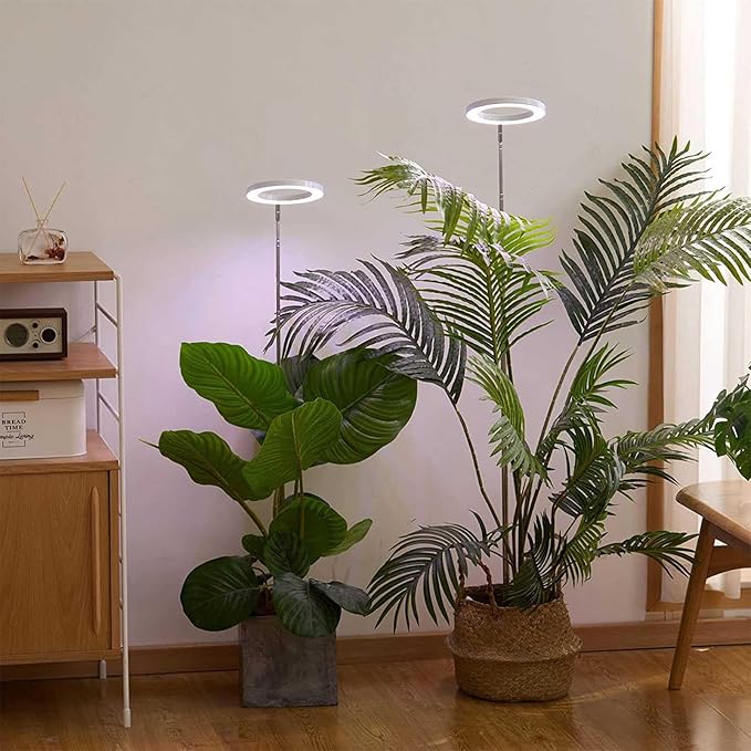 Drfeify Plant Grow Light 10W LED Full Spectrum Grow Lamp 10 Levels Dimming Potted Plant Fill Light for Indoor Small Tall 72pcs Lamp Beads IP44 Proof Grade 120° Rotation (Black 72 Beads)