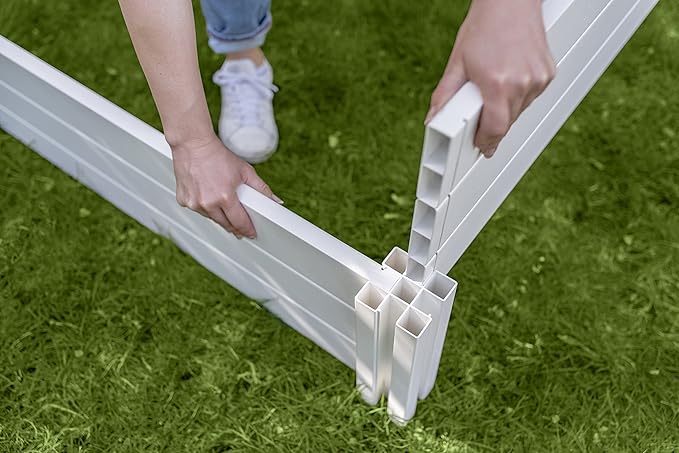 Vita Classic 4 Foot x 4 Foot x 11 inch White Vinyl Raised Modular Garden Bed White PVC BPA and Pthalate Free VT17108