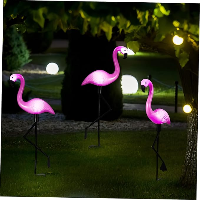 Gadpiparty Flamingo Solar Lights Outdoor 3 Led Solar Garden Light Waterproof Ground Spotlight Unique Flamingo Design Landscape Lighting