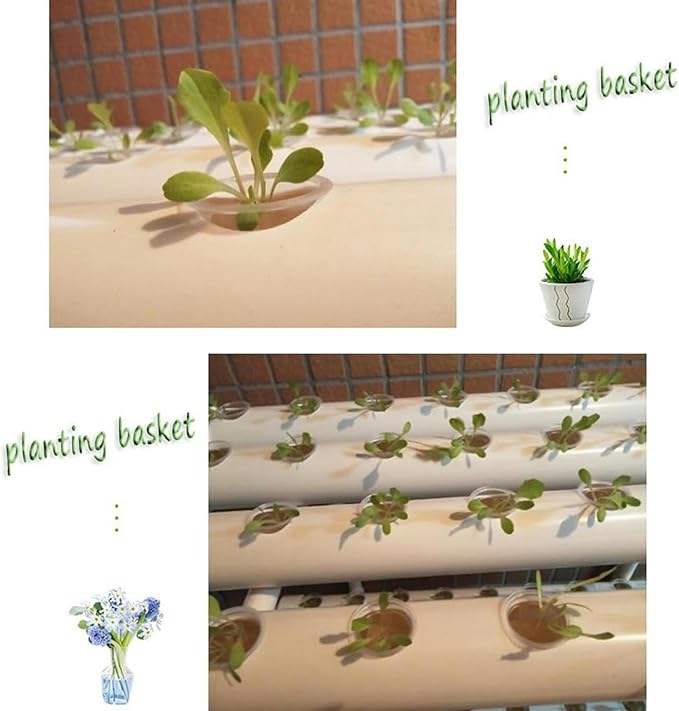 Hydroponics System PVC Pipe Single-Layer 36 Holes Hydroponic with 30L Folding Water Tank Hydroponic Plants for Growing Lettuce... (Pulley Style)