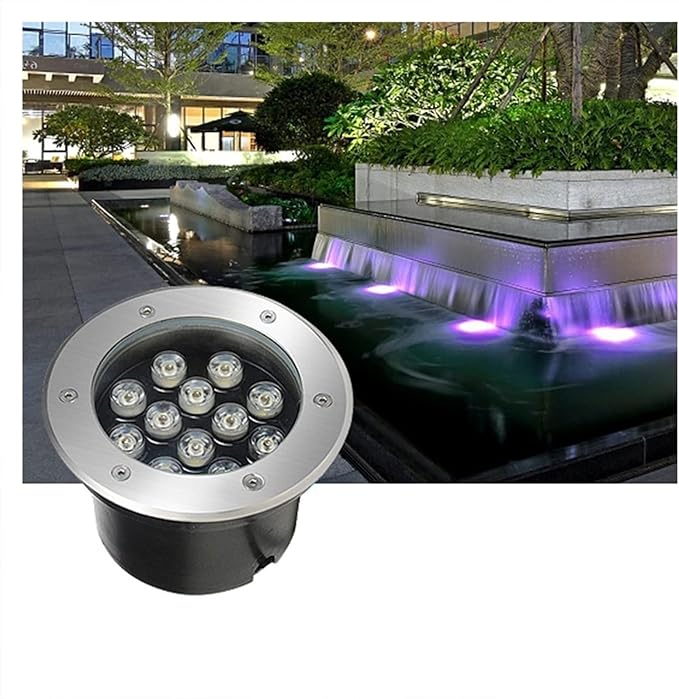 Wired Buried Light Outdoor Underground Uplighting 2w 24v Ip68 Waterproof Led Round Recessed Spotlight for Pool Inground Fountains Pond Green Low Voltage Wire Landscape Lamp Outdoo Warm White 18W