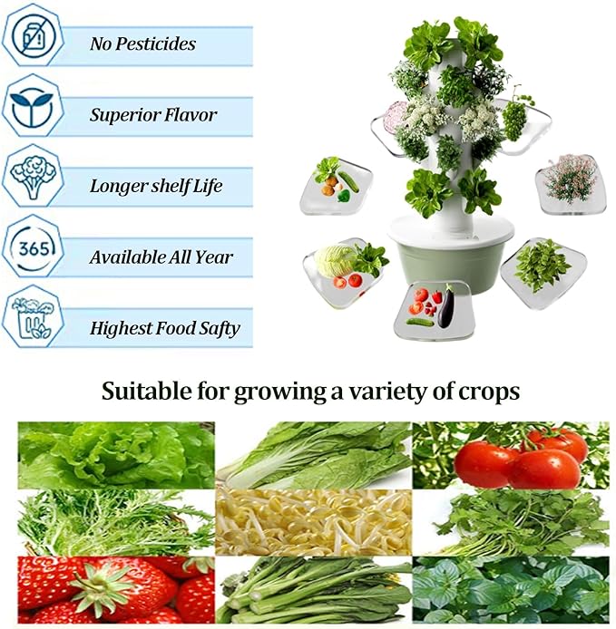 Vertical Hydroponic Grow Tower Aeroponic Tower Garden Planter Tower with Pump for Herbs Water-Saving Vertical Growing System for Gardening Lover(5 Floor)
