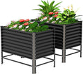 Doniks 2PCS Raised Garden Bed with Legs 48×24×37in Large Outdoor Metal Galvanized Garden Planting Box900lb Capacity for Vegetables Lawn Green Flowers Fruits Terrace