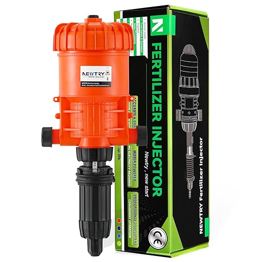 NEWTRY 1:500-1:50 Fertilizer Injector for Drip Irrigation 0.2%-2% Dosing Pump for Garden Greenhouse Livestock Agriculture Nutrient Delivery System