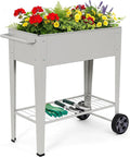 INNO STAGE 31.5 Tall Raised Garden Bed with Legs &amp Wheels- Elevated Planter Box with Shelf Anti-Rust Metal Galvanized Steel Garden Bed for Herb Vegetable Gradening Patio Balcony Backyard
