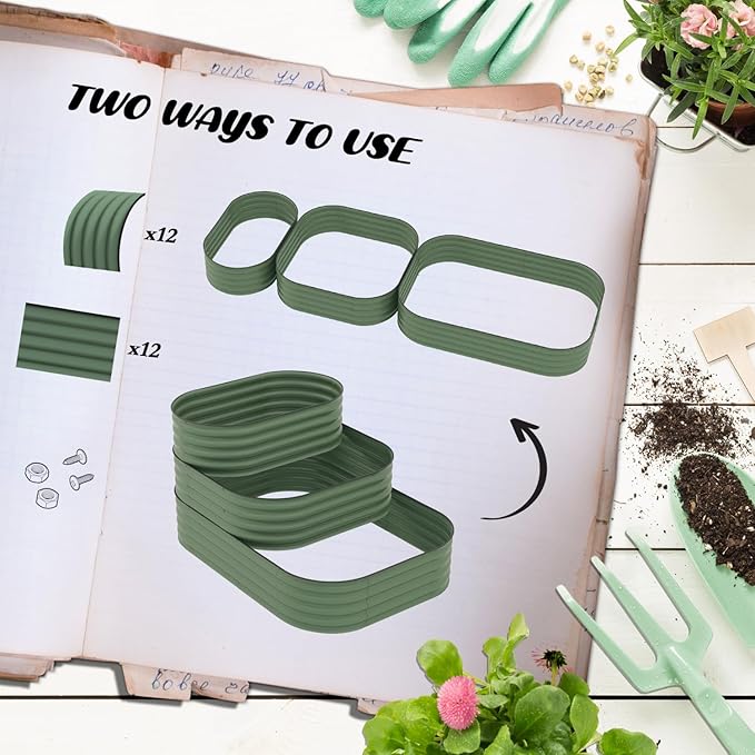 3-Tier Galvanized Steel Raised Garden Bed Kit 62.25 X 43 X 32.25 3 Combining Planter Boxes
