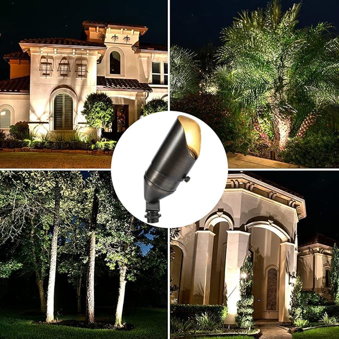 LED Spot Lights Outdoor Landscape Lighting 118 - Solid Brass Spotlight LED Yard Lights Security Landscape Lights for Beautiful Bright Long Lasting Home Garden Area Deck Lighting (No Bulb)