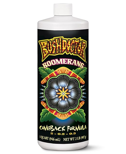 FoxFarm Bush Doctor Boomerang - 2-0.2-0.3 Comeback Formula - Microbial-Based Liquid Plant Fertilizer for Root Zone Support Immediate Nutrient Uptake - Helps Plants Recover from Abiotic Stress-1 Quart
