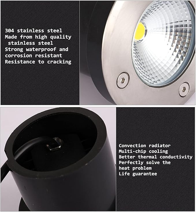 LED Underground Light 4 Pack Waterproof Spotlight IP65 Outdoor Landscape Lighting 5W 12V/24V/85-265V for Garden Stairs Holiday Decoration Driveway Pathway Lights (Yellow Light 24V)