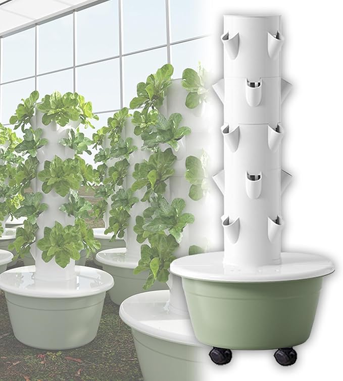 Hydroponics Tower Garden Hydroponic Growing System Aeroponics Growing Kit with Hydrating Pump Controllerfor Herbs Fruits and Vegetables A(20Pots)
