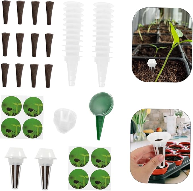 BESPORTBLE Microgreens Growing Kit Indoor Hydroponic Planter Tower Grow Baskets Sponges and Humidity Dome for