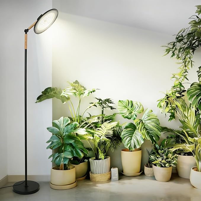 HMVPL 100W Grow Lights for Indoor Plants Full Spectrum Plant Lights for Indoor Growing with 216 Light Beads Timer Remote Control Dimmable Standing Growth Lamp for Large Many Plants(5 Level Height)