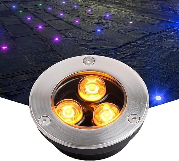 Underground Light LED - LED Beam Spotlight Suitable for Driveway Patio Path Lighting IP67 Ultra-Thin Outdoor Waterproof Recessed Deck Floor Lamp Round Lawn SYellow 6W