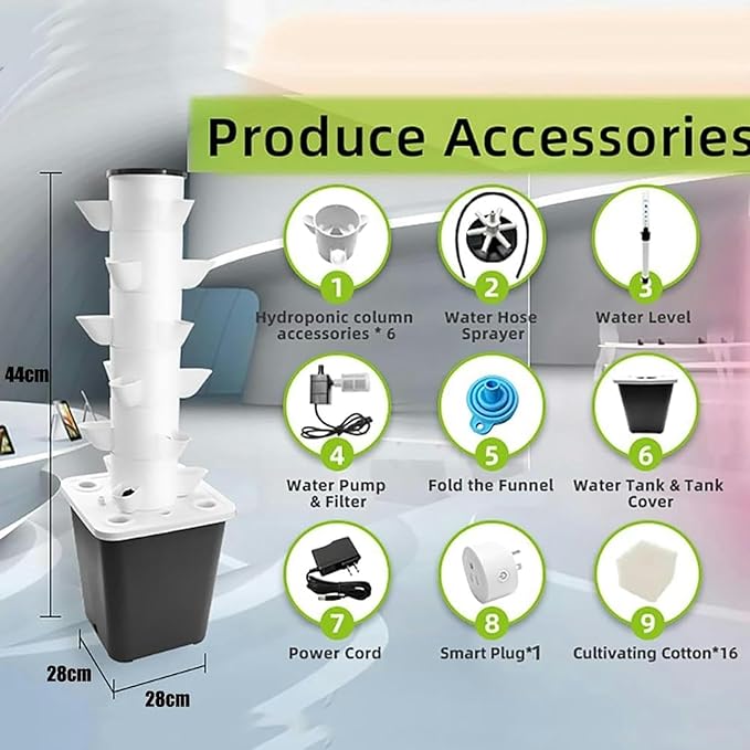 Garden Hydroponic Growing System 15/20/25/30 Pods Hydroponics Tower Apartment Grow Kit Aquaponics Planting System with Hydration Pump Adapter Network Pots Herbs Timer