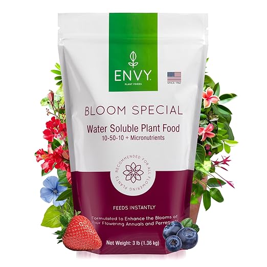 ENVY Bloom Special Plant Fertilizer for Flowering Plants 3 Pound - Makes 300 Gallons for Indoor and Outdoor Plants Pet Safe Water Soluble Made in USA