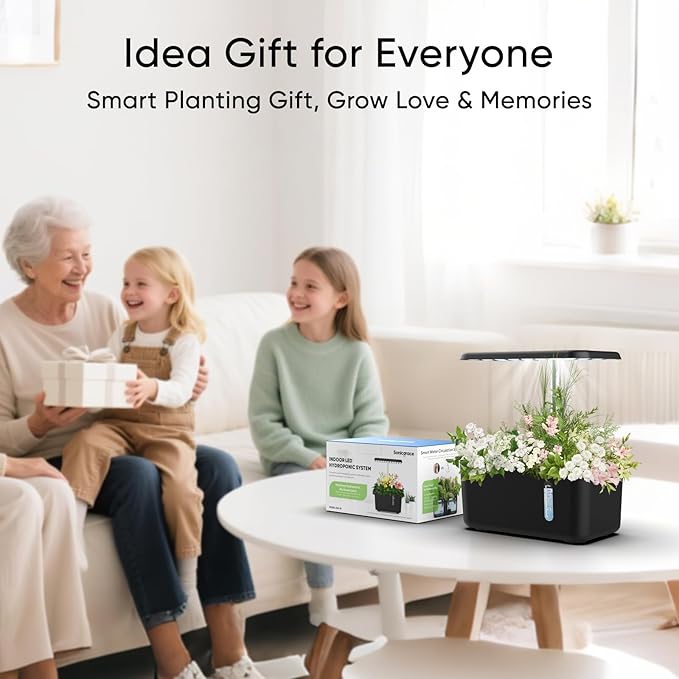 Sonicgrace Indoor Hydroponic Growing System with LED Grow Light Quiet Smart Water Pump 5 Pods Automatic Timer Perfect for Herbs Vegetables and Fruits Ideal Home Office Gardening Gift