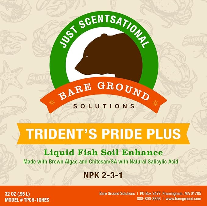 TPCH-1QES Trident's Pride Plus Organic Liquid Fish Fertilizer w/Brown Algae Extract &amp Chitosan w/Hose End Mixing Sprayer32 oz