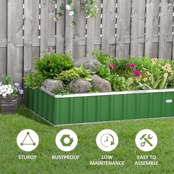 Garden BedEasy to Assemblefor VegetablesFruitsHerbs Flowers Metal Raised Garden(68.5 L x 35.5 W x 11.75 H). (Green)