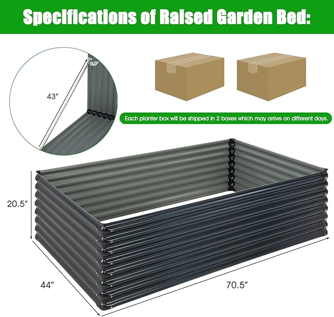 Giantex Galvanized Raised Garden Bed 70.5x44x20.5 Metal Planter Box &amp Firewood Rack Large Rectangular Steel Planter Raised Bed Open Bottom for Vegetables Fruits Flower Succulent Easy Assemb
