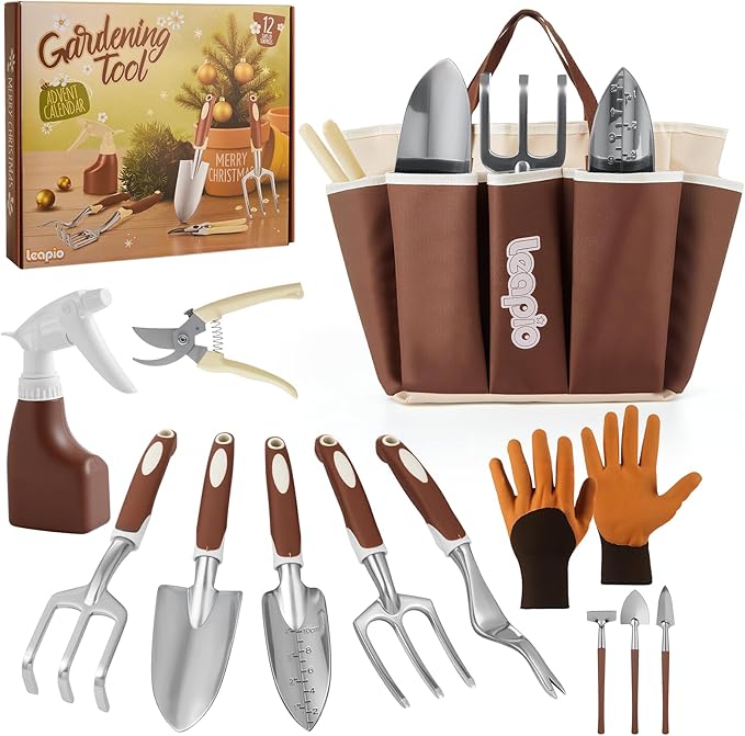 Gardening Gifts for Women Men 12PCS Heavy Duty Garden Tools Set with Large Garden Bag and Gloves Pruning Shears Unique Birthday Easter Gardening Gifts for Mom Dad Boyfriend Planting Lovers