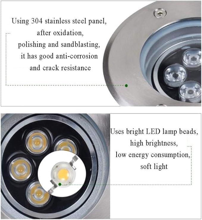 LED Garden Landscape Light - 85-265V Recessed Floor Light IP67 Waterproof Buried Lamp Gardens Adjustable Angle Underground Light High Brightness In Ground LED Lights(White Light18W)