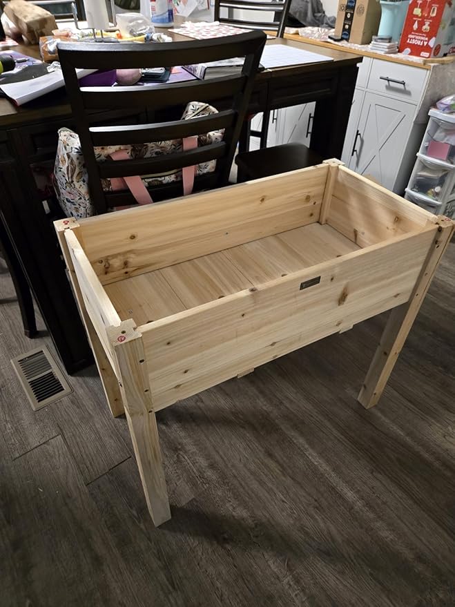Acenova Raised Garden Bed Outdoor 48 x 24 x 30 Inch Elevated Wooden Garden Bed with Legs and Liner Raised Beds for Gardening with Grow Bag and Tool Hook Planter Box for Patio Backyard Balcony