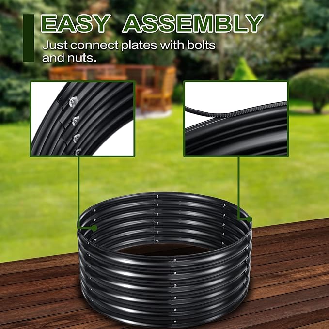 EDOSTORY 17 Tall 42 Round Metal Raised Bed Garden Bed Kit Galvanized Planter Raised Garden Boxes Outdoor Large Metal Raised Garden Beds for Vegetables Flowers Herbs