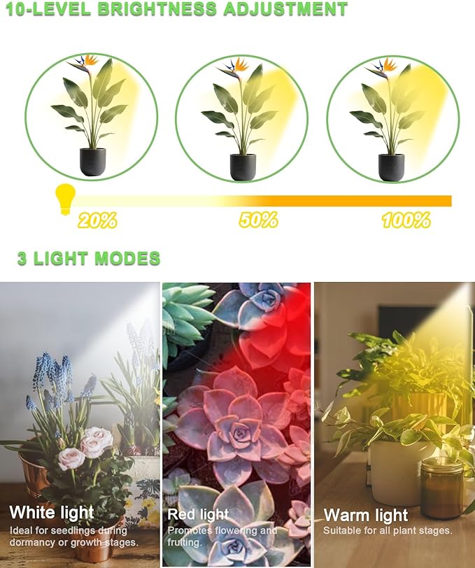 Floor Grow Light for Indoor Plants 58 Tall Standing Grow Light 18W Dimmable LED Plant Light with Timer Full Spectrum Plant Light with Flexible Gooseneck &amp Remote Control (Black)