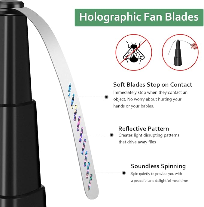 Fly Fans for Tables 4 Pack - Portable Automatic Picnic Table Food Repellent Fans Spinner for Restaurant Party Home