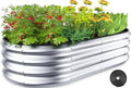 Raised Garden Bed Kit 4x2x1 ft Galvanized Planter Box Outdoor with Safety Edging Large Metal Raised Beds for Gardening Vegetables Flower Herb (Classic Silver)