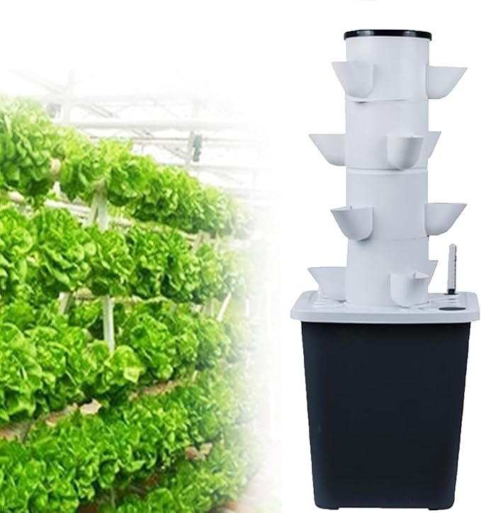 Aeroponic Tower Garden DIY Hydroponic Farm Equipment Indoor Vertical Garden Suitable for Herbs Vegetables and Fruits(20 Holes)