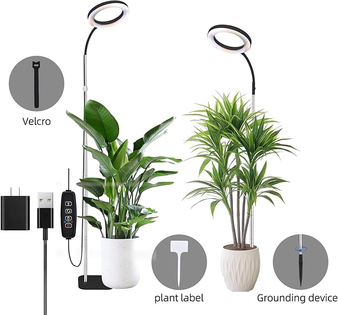 Full Spectrum LED Grow Light 84 LEDs with 3 Color Modes 67in Adjustable Gooseneck 360° Rotating Head Desktop Plant Light with Timer 10 Brightness Levels (Black)