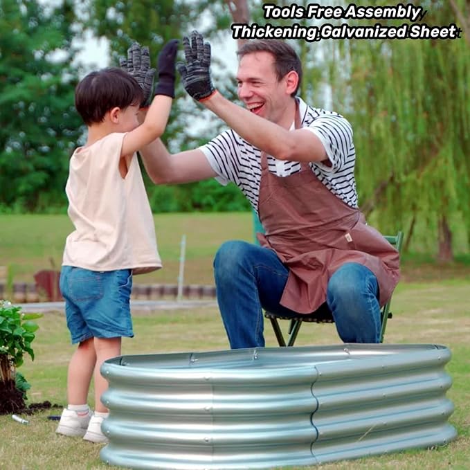 2 pcs 4×2×1 ft Raised Garden Bed for Outdoor Easy Assembly Galvanized Planter Box for Vegetables Flowers &amp Herbs