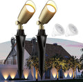 Low Voltage Brass Landscape Lights Solid Outdoor Spotlights with Replaceable MR16 LED Bulb 5W 2700K Warm White 12V 24V Landscape Lighting Waterproof Design for Garden Yard Patio