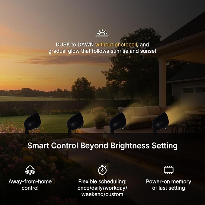 2 Smart Outdoor Spotlights Bundle 1 Smart Switch Hub with Switch Hub IP67 Waterproof Voice Control Compatible with Alexa/Google Assistant Thread Low Voltage Landscape Light for Yard