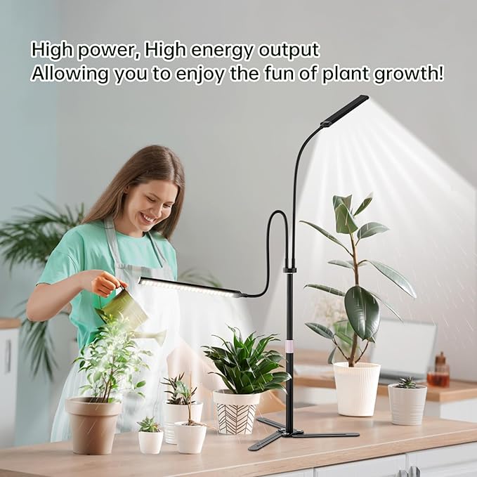 Super-Energy Tabletop LED Grow Lights 9.8-32Height Adjustable for Indoor Small/Medium Plants 6000K Full Spectrum with 3 Dimmable Model Auto On Off Timing 3 9 12Hrs5 Brightness(Strip Black)