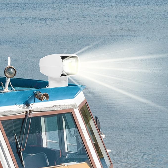 100W Bulb AC12V Remote Control Searchlight Boat Spotlight Marine Searchlight Spot Light 355 Degree Left/Right 72° Up/Down Rotation Remote Control for Boat Truck Car