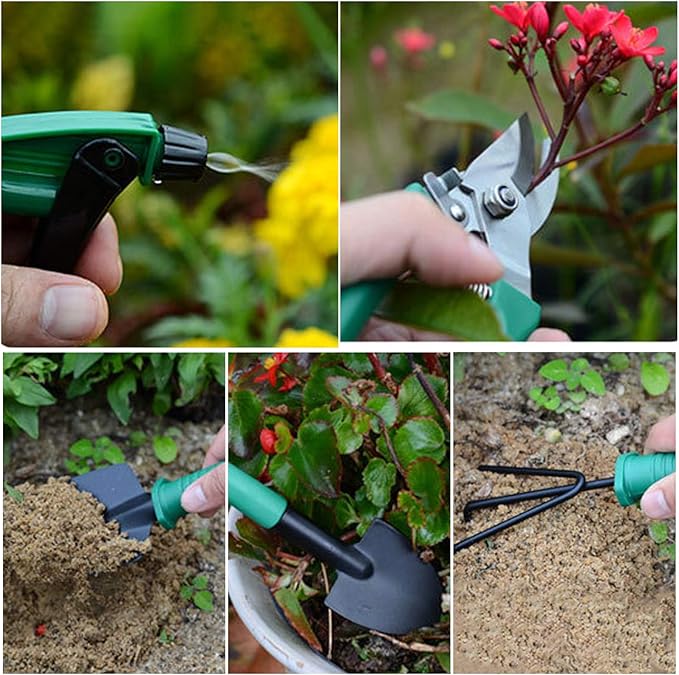 Garden Tools Set10 Piece Gardening and Planting Kit with Carrying CaseSucculent Tools Set Planting Tools Kit Including Shovel Rake Fork Weeder TrimmerGardening Gift Set for Gardener Women Men