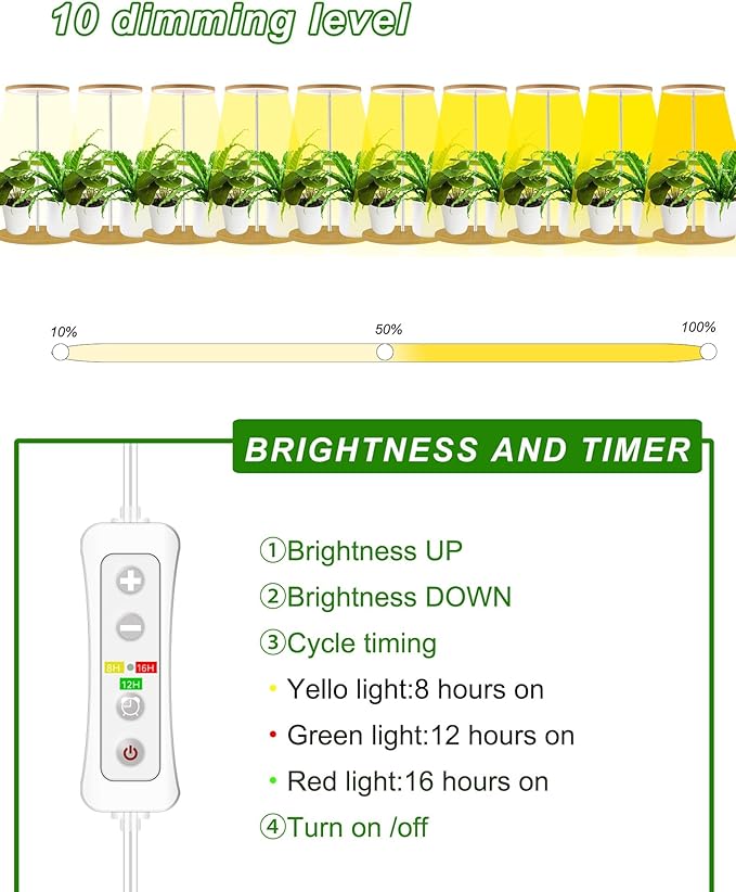 Plant Grow Lightyadoker LED Growing Light Full Spectrum for Indoor PlantsHeight Adjustable Automatic Timer 5V Low Safe VoltageIdea for Large Plant Light