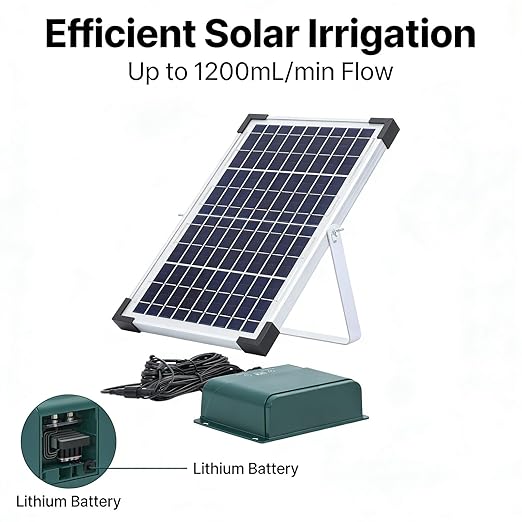 Solar Automatic Drip Irrigation Kit 18V 10W Polycrystalline Silicon System Indoor Outdoor Gardening - Auto Watering Smart Sensor Alert Balcony Garden Use