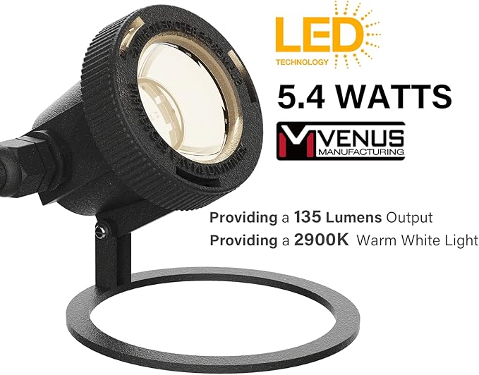VENUS MANUFACTURING 14PK LED Outdoor Low Voltage Landscape Light Kits with 2 Pack Black 5.4 Watt Pond Lights &amp 6 Pack 1.5 Watt Spotlights and 6 Pack 20W Pathway Lights for Garden Lights