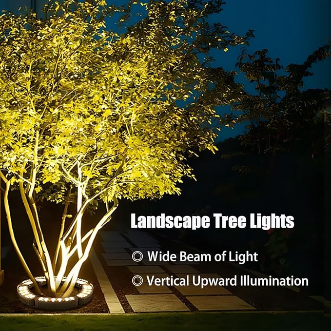 Tree Lights Outdoor Palm Tree LED Uplighting 3000K Warm White Landscape Spotlights IP67 Waterproof Aluminum AC85-265V (110V Compatible) 1.5M/4.9ft US Plug Power Cord (2 Pack)