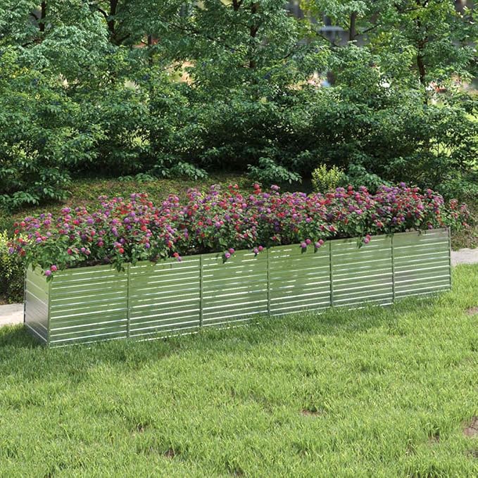 Galvanized Steel Raised Garden Bed Extra Long 189 Planter for Outdoor Plants Silver Metal Garden Bed for Vegetables Herbs Flowers Durable Rectangular Raised Beds for Gardening