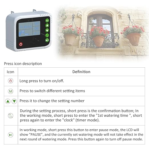 PChero Automatic Drip Irrigation System Kit Indoor Plant Self Watering System Devices for 15 Potted Plants USB Charging Plant Waterer Indoor with Timer Buzzer and Water Sensor for Vacation