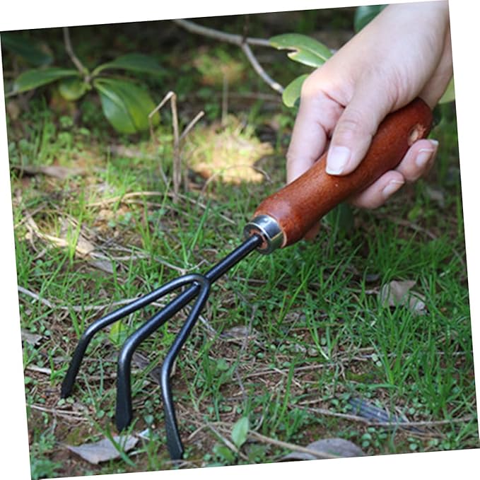 Housoutil 4pcs Gardening Tool Set with Mini Plant Trowel Narrow Shovel Hand Rake and Dual-use Hoe for Flower Pots and Vegetable Garden Sturdy Metal Construction for Home and Outdoor
