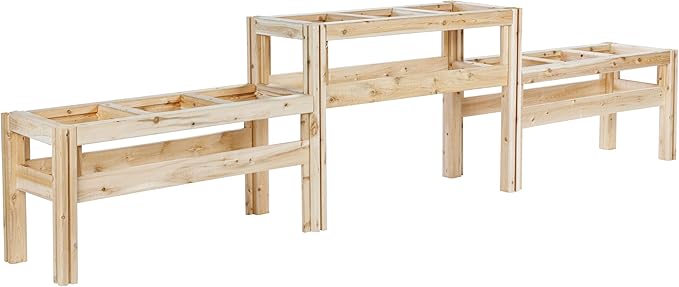 Greenes Fence Two-Tiers Nine Bucket Elevated Cedar Wood Garden Frame 125 in. x 16 in. x 30 in. - Made in USA with North American Cedar