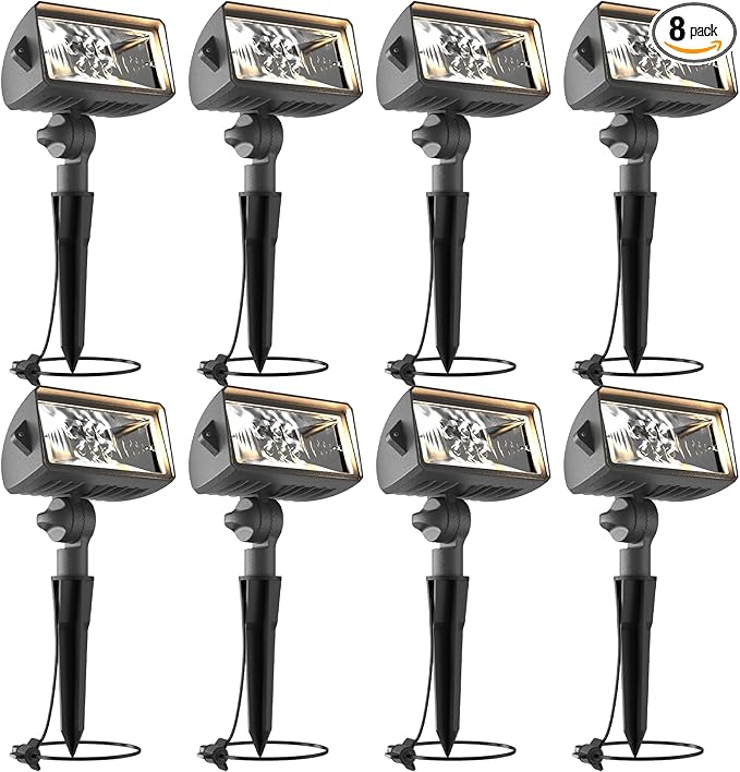 VENUS MANUFACTURING 8 Pack Low Voltage Wall Wash Lights 12V LED Landscape Lighting 18 Watt 600 Lumen Flag Light 2700K Warm White Metal Outdoor Spotlight Black Trees Light for Garden &amp Yard