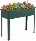 Giantex Metal Raised Garden Bed with Legs 40”x16”x32” Elevated Planter Box with Drainage Holes for Vegetable Fruit Flower Herb Outdoor Standing Gardening Box for Balcony Backyard Patio Porch Green